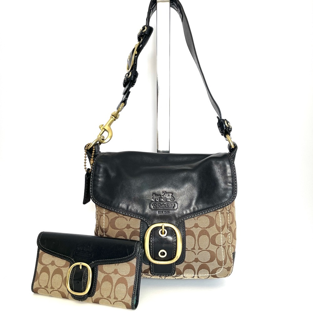 Coach Bleecker Bag with Woven Leather Handle & Matching Wallet